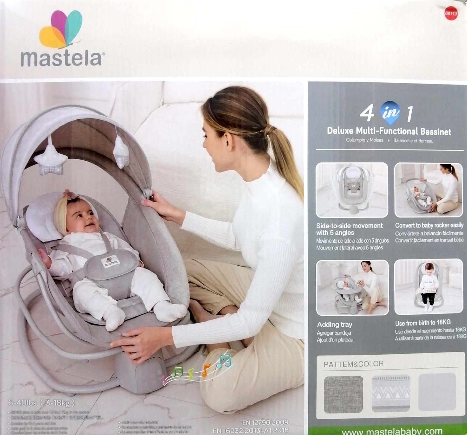 Mastela 4in1 Baby Bassinet Swing with Tray - Image 3